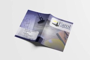 Pasta Farol Engenharia com foto de planta e instrumento de desenho