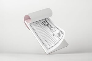 Bloco de recibo com campos para valor e assinatura