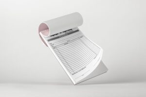 Bloco de pedido com folha superior levantada