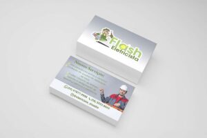Cartões Flash Eletricista em branco e verde com foto de profissional