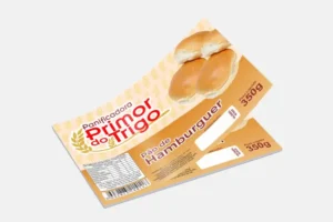 Rótulo de pão de hambúrguer da Panificadora Primor do Trigo