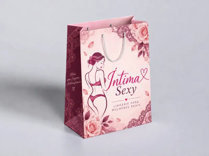 Sacola totalmente colorida personalizada para loja de lingerie